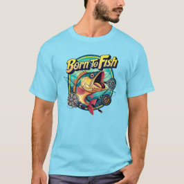 Geboren om te vissen Vintage Badge T-shirt
