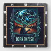 Geboren om te vissen Vist avontuur Vierkante Klok (Voorkant)