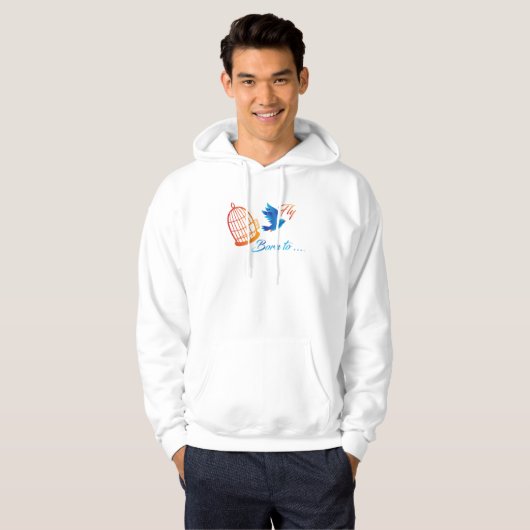 Geboren om te vliegen - Inspirerend Blue Bird Free Hoodie (Voorkant volledig)