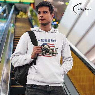Geboren om te vliegen Vliegtuig USA Flag Aviation Hoodie