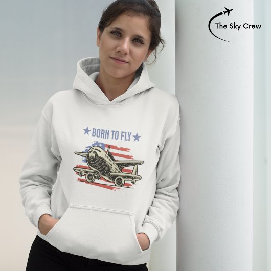 Geboren om te vliegen  Vliegtuig USA Flag Aviation Hoodie