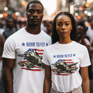 Geboren om te vliegen Vliegtuig USA Flag Aviation T-shirt