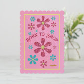 Geboren om te Winkelen Notitiekaart (Staand voorkant)