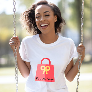 Geboren om te winkelen tasje kleur t-shirt