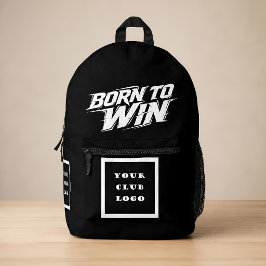 Geboren om te Winnen Vet Athletiek Club Logo Witte Bedrukte Rugzak