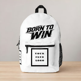 Geboren om te Winnen Vet Athletiek Club Logo Zwart Bedrukte Rugzak