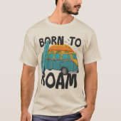 Geboren om te zwerven Retro Van & Surfboard Sunset T-shirt (Voorkant)