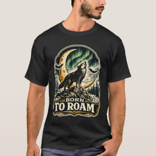 Geboren om te zwerven Vintage Wolf Noorderlicht T-shirt