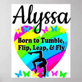 GEBOREN OM TUMBLE GYMNAST GIRL DESIGN POSTER