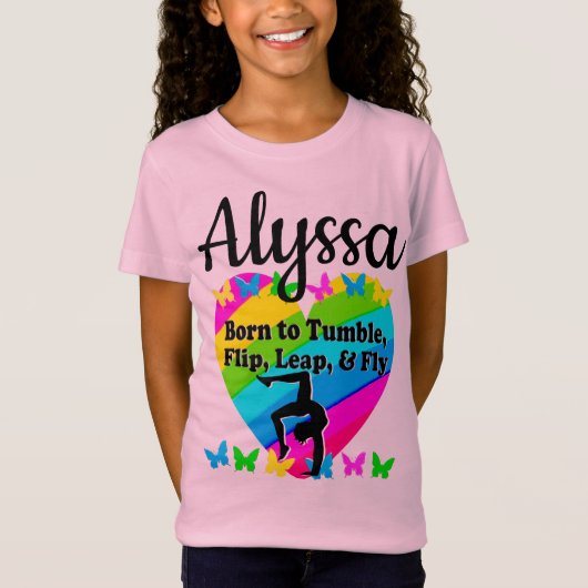 GEBOREN OM TUMBLE GYMNAST GIRL DESIGN T-SHIRT (Voorkant)