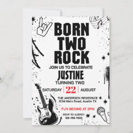 Geboren om tweede verjaardagsfeest te rocken kaart