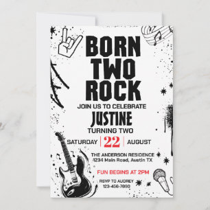 Geboren om tweede verjaardagsfeest te rocken kaart