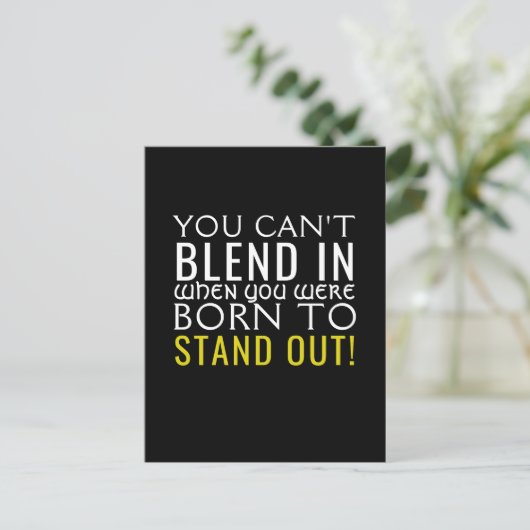 Geboren om uit te komen briefkaart (Staand voorkant)