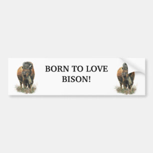GEBOREN OM VAN BISON BUFFALO ANIMAL QUOTE ART TE H BUMPERSTICKER