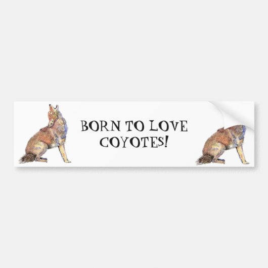 GEBOREN OM VAN COYOTES TE HOUDEN WILD ANIMAL QUOTE BUMPERSTICKER (Voorkant)