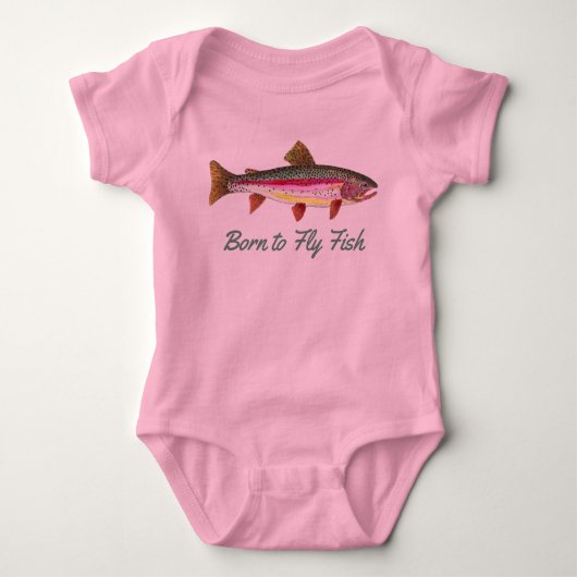 "Geboren om vis te vliegen" Rainbow Trout Romper (Voorkant)