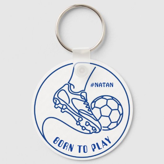 Geboren om voetbal te spelen & naam sleutelhanger (Voorkant)
