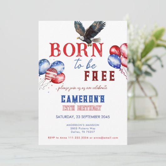 Geboren om vrij te zijn American Bold Eagle verjaa Kaart (Staand voorkant)
