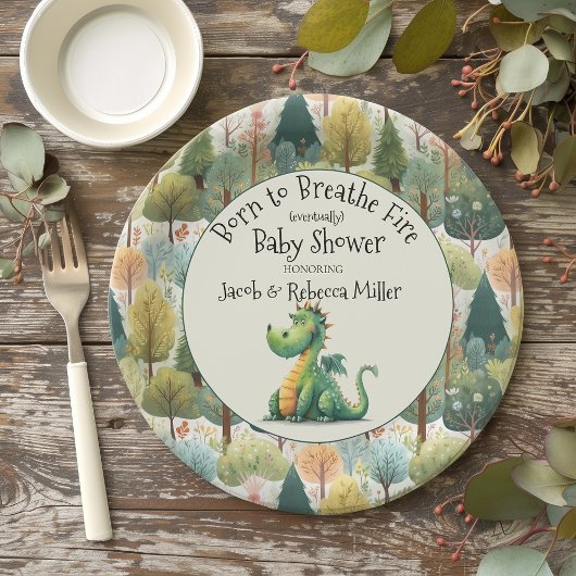 Geboren om vuur Baby shower te ademen Papieren Bordje