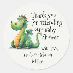 Geboren om Vuur te Ademen Baby shower Dank U Stick Ronde Sticker