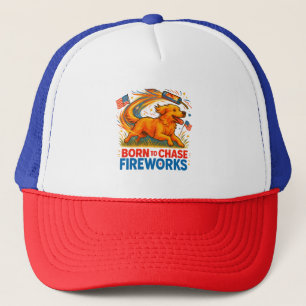 Geboren om vuurwerk te achtervolgen   Patriotic Go Trucker Pet