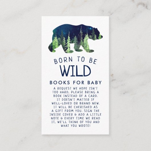 Geboren om Wild Baby shower Book Request te zijn Informatiekaartje (Voorkant)