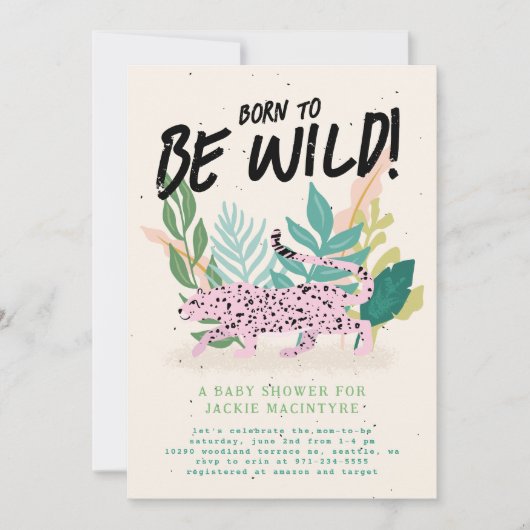 Geboren om wild Baby shower uitnodiging (Voorkant)