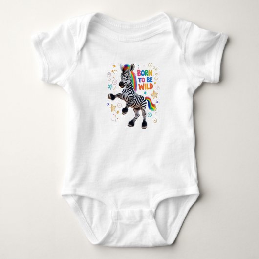 Geboren om Wild te zijn Baby Zebra Outfit Romper (Voorkant)