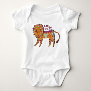 "Geboren om Wild te zijn" Folk Art Lion Romper