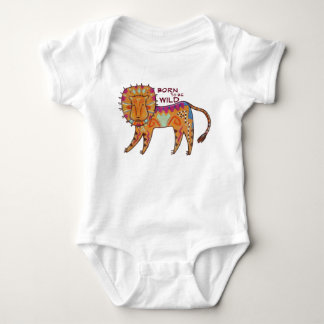 "Geboren om Wild te zijn" Folk Art Lion Romper