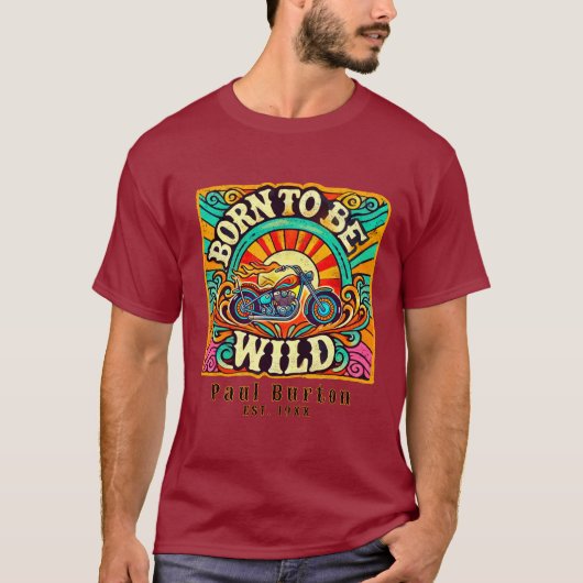 Geboren om wild te zijn Retro Biker T-shirt (Voorkant)