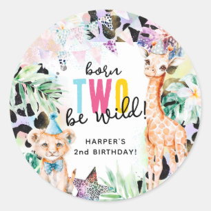Geboren om wild te zijn Safari Dieren Cool 2de ver Ronde Sticker