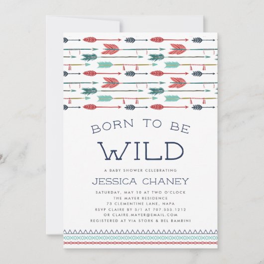 Geboren om wild te zijn | uitnodiging tot baby sho (Voorkant)