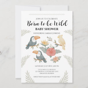 Geboren om Wild Toekan Baby Shower Uitnodiging