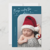 Geboren onder Mistletoe Blauwgroen Geboorteaankond Aankondiging (Voorkant)