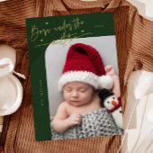 Geboren onder Mistletoe Green Geboorteaankondiging Aankondiging