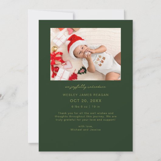 Geboren onder Mistletoe Green Geboorteaankondiging Aankondiging (Achterkant)