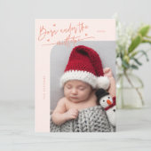 Geboren onder Mistletoe Peach Geboorteaankondiging Aankondiging (Staand voorkant)