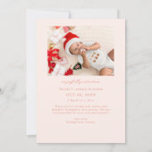 Geboren onder Mistletoe Peach Geboorteaankondiging Aankondiging (Achterkant)