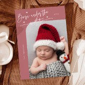 Geboren onder Mistletoe Roze Geboorteaankondiging Aankondiging