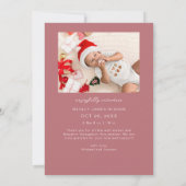 Geboren onder Mistletoe Roze Geboorteaankondiging Aankondiging (Achterkant)