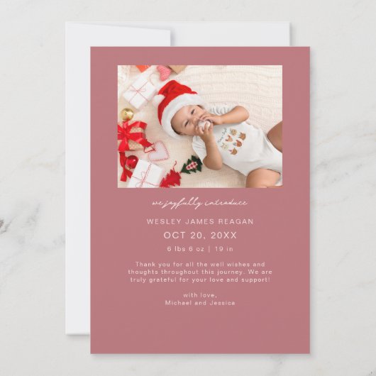 Geboren onder Mistletoe Roze Geboorteaankondiging Aankondiging (Achterkant)