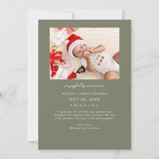 Geboren onder Mistletoe Sage Geboorteaankondiging Aankondiging (Achterkant)