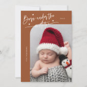 Geboren onder Mistletoe Terracotta Geboorteaankond Aankondiging (Voorkant)