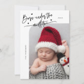 Geboren onder Mistletoe White Geboorteaankondiging Aankondiging (Voorkant)