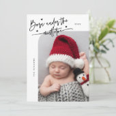 Geboren onder Mistletoe White Geboorteaankondiging Aankondiging (Staand voorkant)