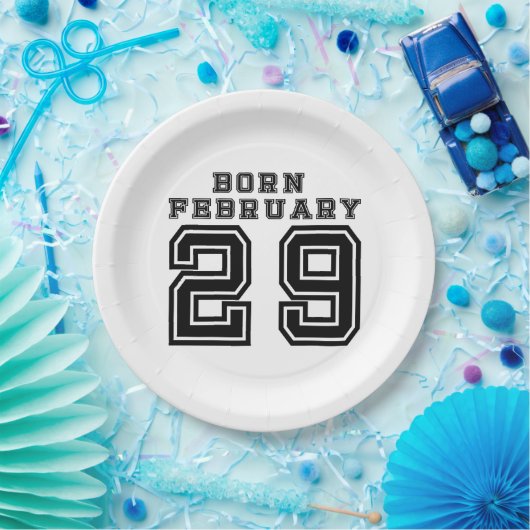 Geboren op 29 februari papieren bordje (Feest)