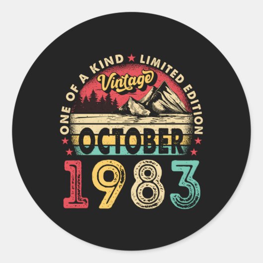 Geboren op 40e werkdag 40 oktober 1983 ronde sticker (Voorkant)