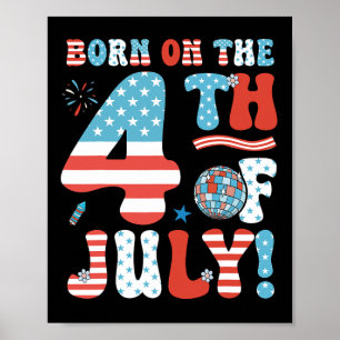 Geboren Op 4 Juli 4 Juli Verjaardag Pa Poster