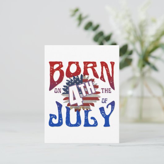 GEBOREN OP 4 JULI BRIEFKAART (Staand voorkant)